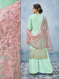 Green And Pink Lucknowi Ethnic Palazzo Suit