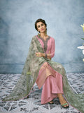Pink And Green Lucknowi Ethnic Palazzo Suit