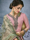 Pink And Green Lucknowi Ethnic Palazzo Suit