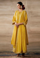 Yellow Embroidered Designer Palazzo Suit