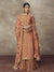 Light Orange Golden Embroidered Silk Palazzo Suit