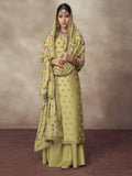 Neon Green Golden Embroidered Silk Palazzo Suit