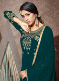Indian Clothes - Green Embroidered Anarkali Suit