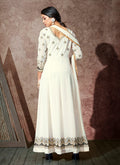 Indian Clothes - White Embroidered Anarkali Suit