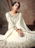 Indian Suit - White Embroidered Anarkali Suit In usa uk canada