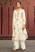Off White Multi Embroidered Palazzo Suit