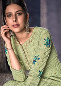Indian Clothes - Mint Green Lucknowi Anarkali Suit