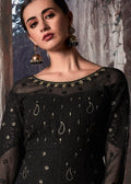 Indian Clothes - Black Golden Anarkali Suit
