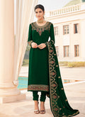Green Embroidered Churidar Suit