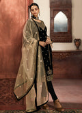Indian Clothes - Black And Golden Embroidered Pant Suit