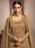 Indian Suits - Beige Golden Lehenga/Pant Suit In usa