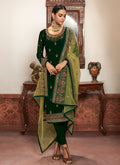 Indian Clothes - Green Multi Embroidered Lehenga/Pant Suit