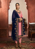 Indian Clothes - Pink And Blue Lehenga/Pant Suit