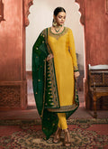 Indian Clothes - Yellow And Green Lehenga/Pant Suit