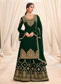 Dark Green Embroidered Bridal Style Gharara Suit
