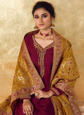 Maroon And Yellow Pant Style Suit in usa uk canada