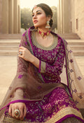 Wine And Beige Gharara Style Suit In usa