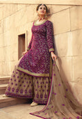 Wine And Beige Gharara Style Suit In usa uk canada