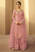 Soft Pink Embroidered Gharara Style Suit