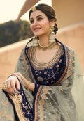 Blue And Grey Gharara Style Suit In usa uk canada