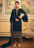 Royal Blue Embroidered Pakistani Pant Style Suit