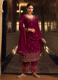 Deep Pink Embroidered Pakistani Pant Style Suit