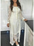 White Beautiful Pearl Detail Over Coat Style Pant Suit Set 