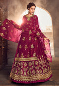 Hot Pink Embroidered Lehenga style suit