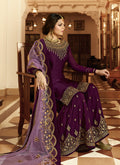 Purple And Gold Pakistani Gharara Suit
