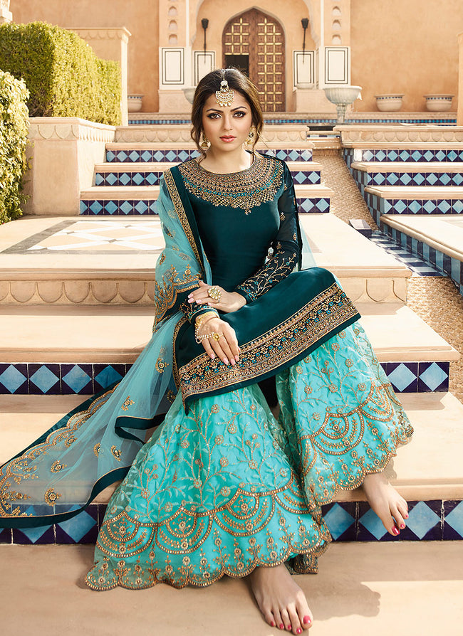 Buy Peacock Green Woven Italian Tuxedo Suit Online | Samyakk