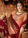Peach And Red Pakistani Gharara Suit