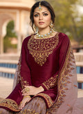 Maroon Ethic Pakistani Gharara Suit