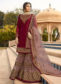 Maroon Ethic Pakistani Gharara Suit