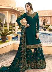 Dark Green Ethic Pakistani Gharara Suit