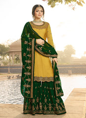Yellow And Green Pakistani Gharara Suit