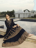 Navy Blue Embroidered Party Wear Lehenga Suit