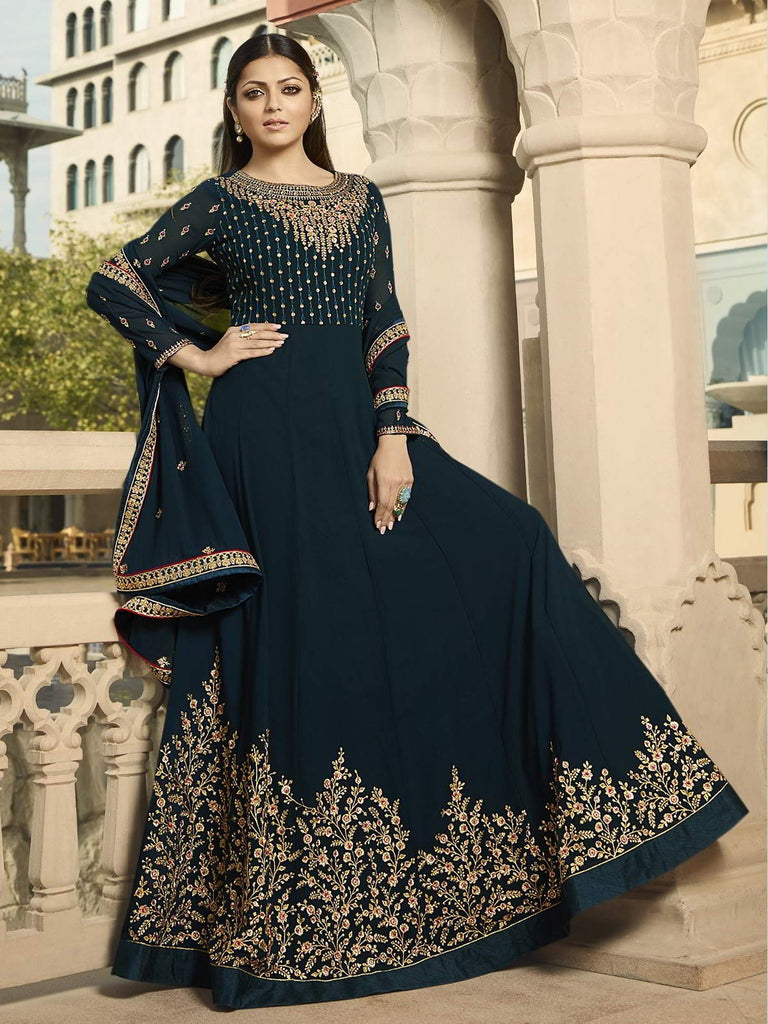 Deep Turquoise Wedding Anarkali Suit Online