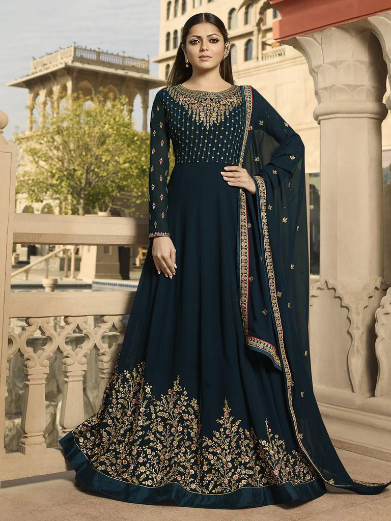 Deep Turquoise Wedding Anarkali Suit Online