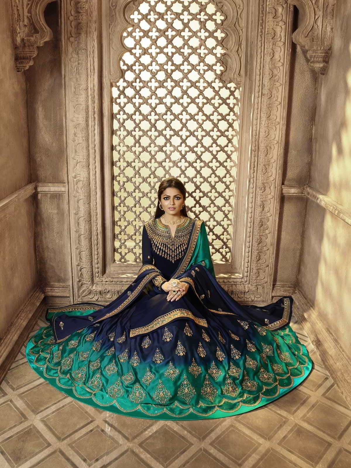 Deep Blue Party Wear Lehenga Suit 