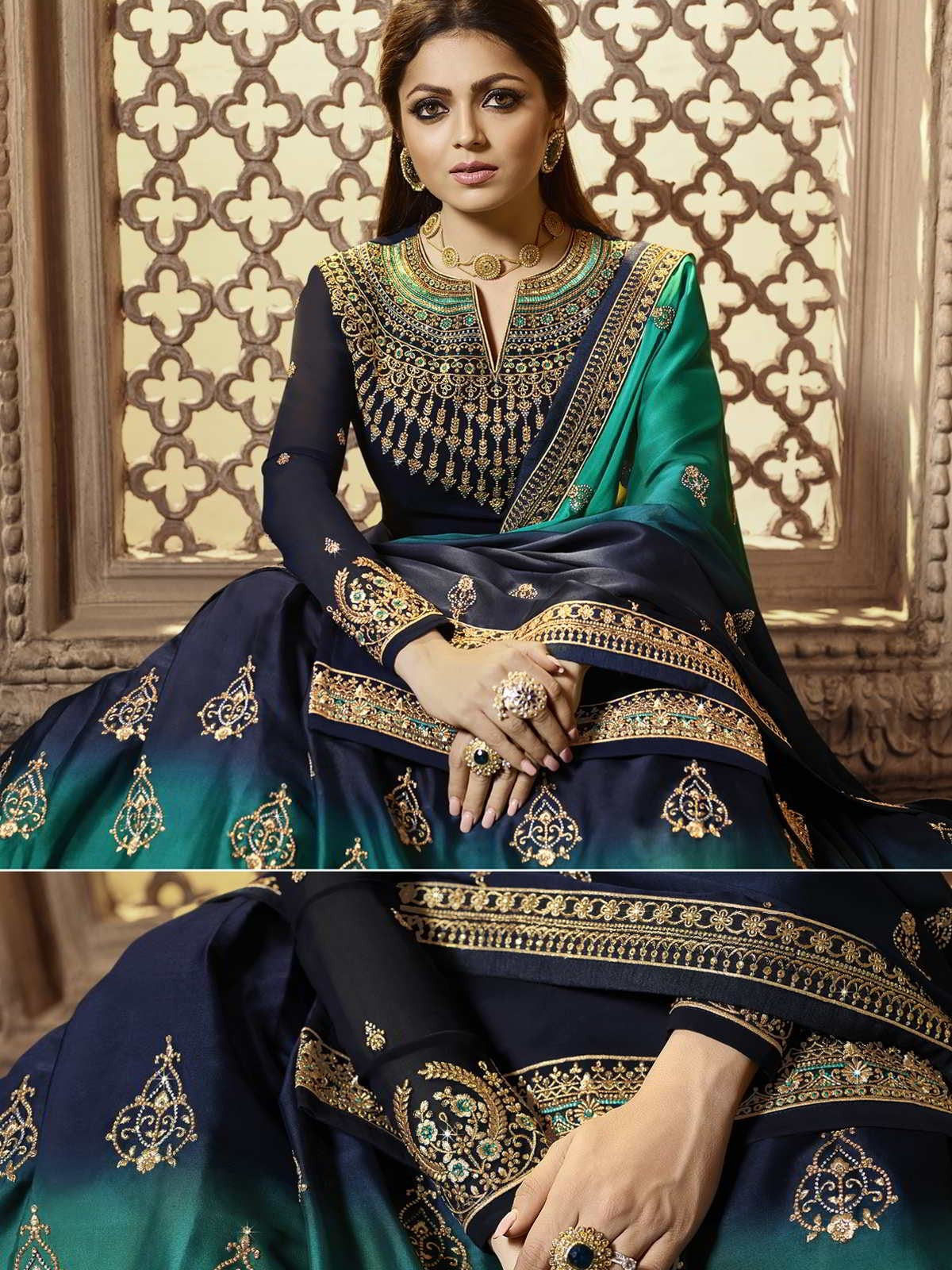 Deep Blue Party Wear Lehenga Suit 