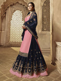 Pink And Deep Blue Wedding Lehenga Suit