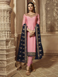 Pink And Deep Blue Wedding Lehenga Suit