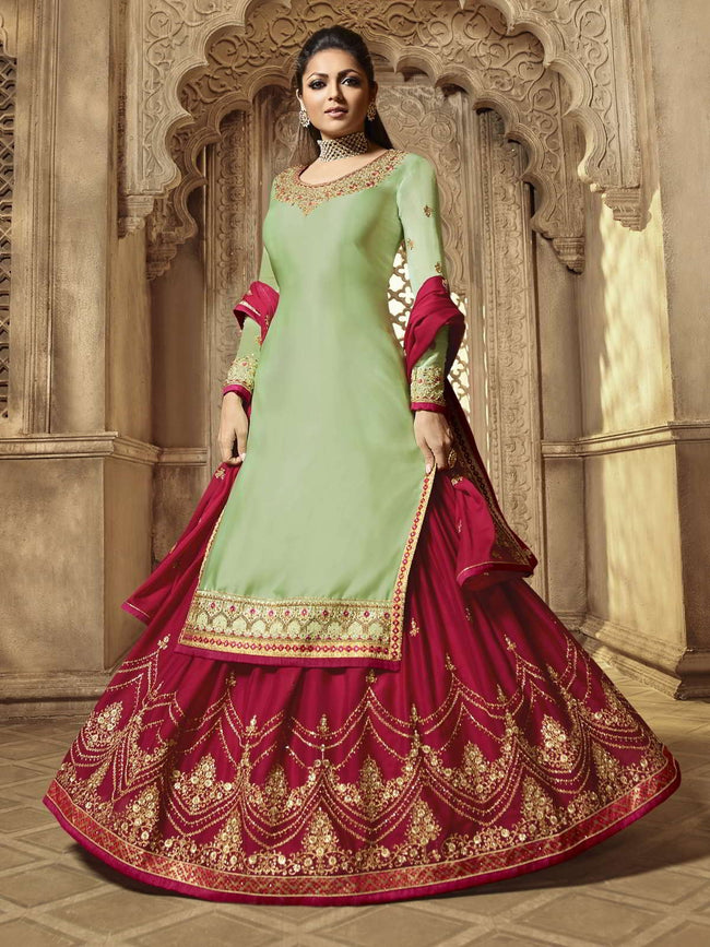 Pista Green Embroidered Georgette Lucknowi Chikankari Kurta