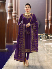 Purple Golden Traditional Churidar Suit