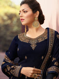Navy Blue Golden Traditional Churidar Suit