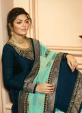 Blue Two Tone Indian Gharara/Churidar Suit