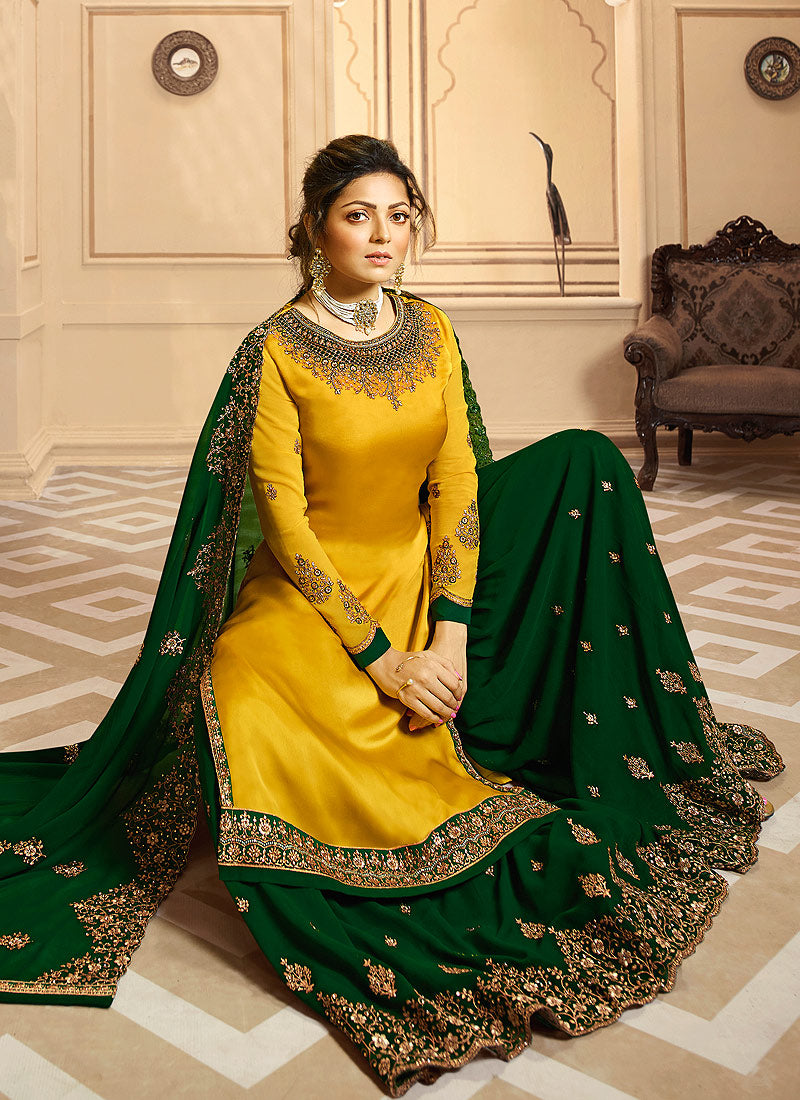 Yellow And Green Indian Gharara/Churidar Suit