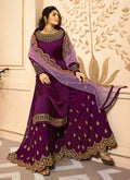 Magenta Golden Indian Gharara/Churidar Suit