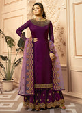 Magenta Golden Indian Gharara/Churidar Suit