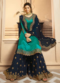 Turquoise And Blue Indian Gharara/Churidar Suit